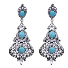 Load image into Gallery viewer, DANGLING EARRINGS CHANDELIER EARRING BRILLIANT TURQUOISE COLOR 3&#39; INCH (#107)