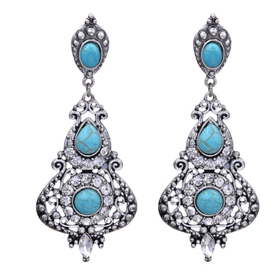 DANGLING EARRINGS CHANDELIER EARRING BRILLIANT TURQUOISE COLOR 3' INCH (#107)