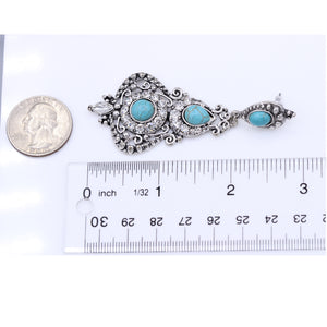 DANGLING EARRINGS CHANDELIER EARRING BRILLIANT TURQUOISE COLOR 3' INCH (#107)