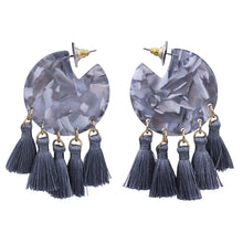 Load image into Gallery viewer, GREY TASSEL RESIN &amp; THREAD EARRINGS CUTE DANGLING STYLE  (#114)