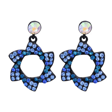 STAR EARRINGS BRILLIANT BLUE COLOR STATEMENT STAR OF DAVID (115)