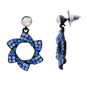 STAR EARRINGS BRILLIANT BLUE COLOR STATEMENT STAR OF DAVID (115)