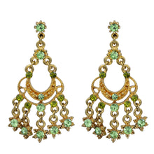 Load image into Gallery viewer, DANGLING GREEN EARRINGS CHANDELIER STYLE BRILLIANT GREEN COLOR 2&#39; INCH (#117)