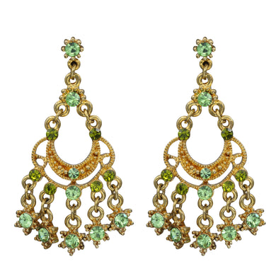 DANGLING GREEN EARRINGS CHANDELIER STYLE BRILLIANT GREEN COLOR 2' INCH (#117)