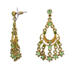 Load image into Gallery viewer, DANGLING GREEN EARRINGS CHANDELIER STYLE BRILLIANT GREEN COLOR 2&#39; INCH (#117)