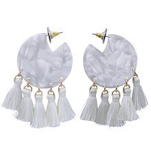 Load image into Gallery viewer, TASSEL RESIN &amp; THREAD EARRINGS CUTE DANGLING STYLE - WHITE COLORS (#118)