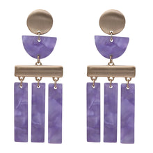 Load image into Gallery viewer, DANGLING EARRINGS CHANDELIER EARRING BRILLIANT PURPLE RESIN DANGLE (124)