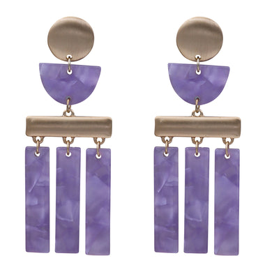 DANGLING EARRINGS CHANDELIER EARRING BRILLIANT PURPLE RESIN DANGLE (124)