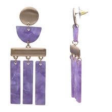 Load image into Gallery viewer, DANGLING EARRINGS CHANDELIER EARRING BRILLIANT PURPLE RESIN DANGLE (124)