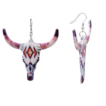 Load image into Gallery viewer, BULL DANGLING EARRINGS CHANDELIER EARRING ENAMEL BULL HORN (126)