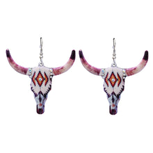 Load image into Gallery viewer, BULL DANGLING EARRINGS CHANDELIER EARRING ENAMEL BULL HORN (126)