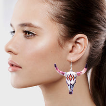 Load image into Gallery viewer, BULL DANGLING EARRINGS CHANDELIER EARRING ENAMEL BULL HORN (126)