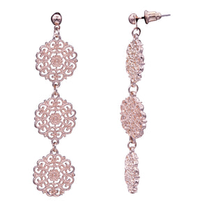 DANGLING EARRINGS CHANDELIER EARRING ROSE METAL FLOWER DESIGN (127)