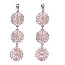 Load image into Gallery viewer, DANGLING EARRINGS CHANDELIER EARRING ROSE METAL FLOWER DESIGN (127)