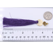 Load image into Gallery viewer, LONG PURPLE TASSEL EARRINGS DANGLING TASSEL STYLE (#128)