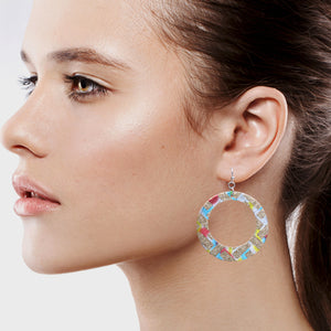 ROUND FABRIC EARRINGS BRILLIANT GLITTER DESIGN CIRCLE ROUND (129)