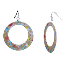 Load image into Gallery viewer, ROUND FABRIC EARRINGS BRILLIANT GLITTER DESIGN CIRCLE ROUND (129)