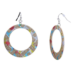 ROUND FABRIC EARRINGS BRILLIANT GLITTER DESIGN CIRCLE ROUND (129)