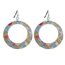 Load image into Gallery viewer, ROUND FABRIC EARRINGS BRILLIANT GLITTER DESIGN CIRCLE ROUND (129)