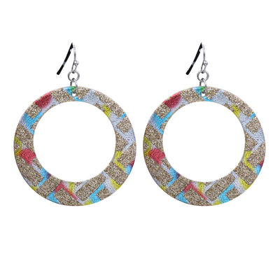 ROUND FABRIC EARRINGS BRILLIANT GLITTER DESIGN CIRCLE ROUND (129)