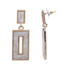 Load image into Gallery viewer, RECTANGLE WHITE EARRING RESIN WHITE DANGLING EARRINGS (132)