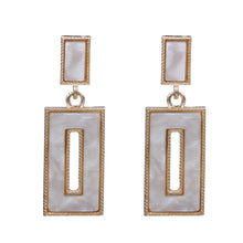 Load image into Gallery viewer, RECTANGLE WHITE EARRING RESIN WHITE DANGLING EARRINGS (132)