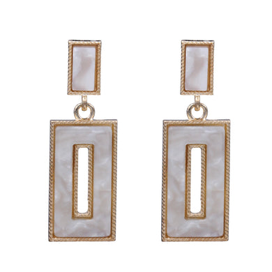 RECTANGLE WHITE EARRING RESIN WHITE DANGLING EARRINGS (132)