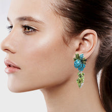 Load image into Gallery viewer, BLUE GREEN DANGLING EARRINGS BRILLIANT ARTISTIC FASHION EARRINGS (#133)