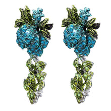 Load image into Gallery viewer, BLUE GREEN DANGLING EARRINGS BRILLIANT ARTISTIC FASHION EARRINGS (#133)