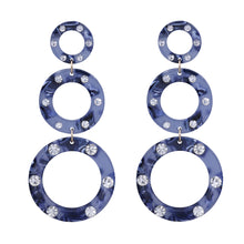 Load image into Gallery viewer, CIRCLES EARRING RESIN CIRCLE OF LIFE TRENDY BLUE DANGLING EARRINGS (135)