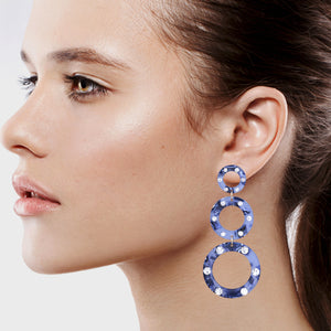 CIRCLES EARRING RESIN CIRCLE OF LIFE TRENDY BLUE DANGLING EARRINGS (135)