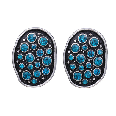 BRILLIANT BLUE COLOR STATEMENT EARRINGS LARGE STUDS (#139)