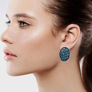 BRILLIANT BLUE COLOR STATEMENT EARRINGS LARGE STUDS (#139)