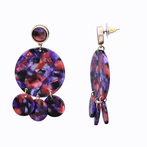 DANGLING EARRING BRILLIANT PURPLE RESIN 2.5' Inch  (146)