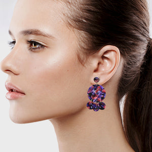 DANGLING EARRING BRILLIANT PURPLE RESIN 2.5' Inch  (146)