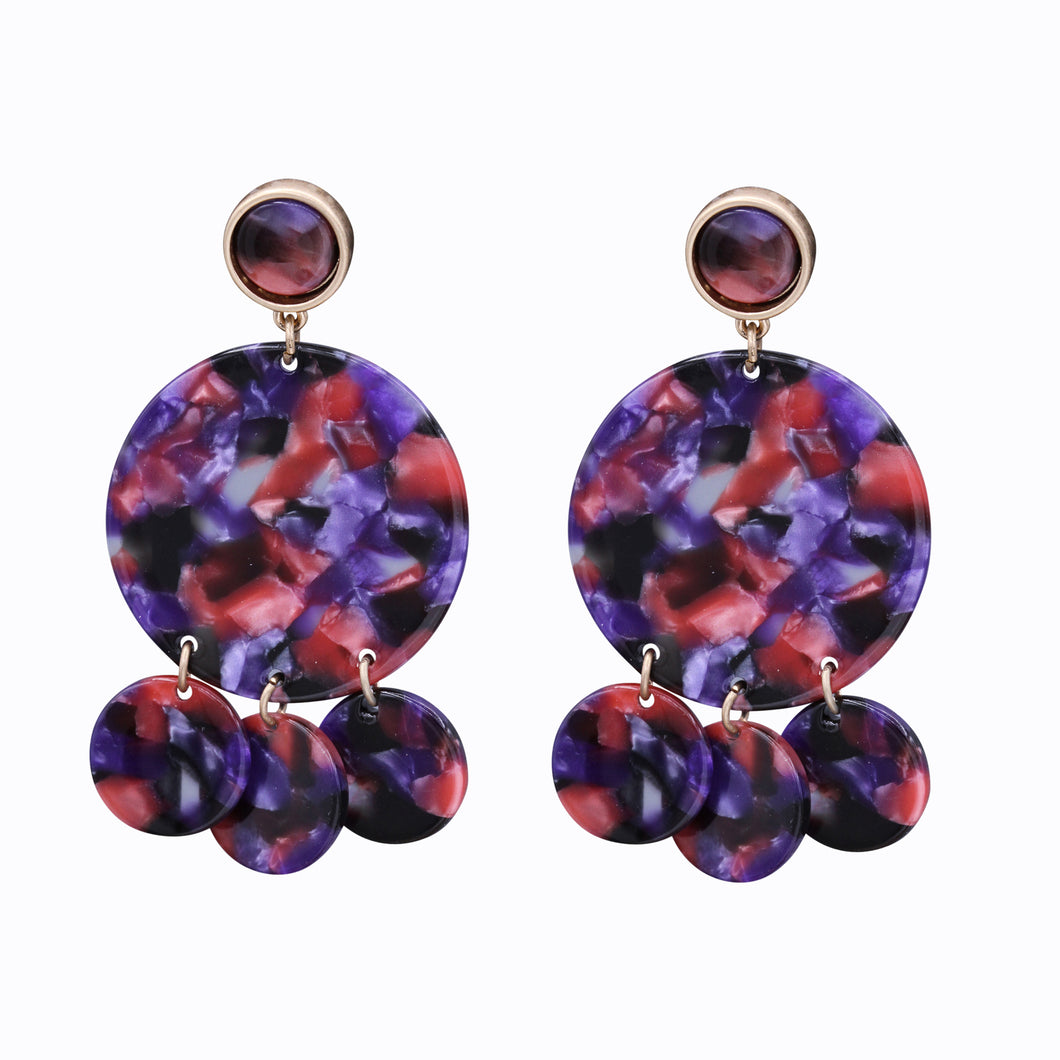 DANGLING EARRING BRILLIANT PURPLE RESIN 2.5' Inch  (146)