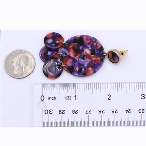 DANGLING EARRING BRILLIANT PURPLE RESIN 2.5' Inch  (146)