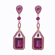 Load image into Gallery viewer, MAROON DANGLING EARRING BRILLIANT MAROON COLORS 3&#39; INCH (#149)