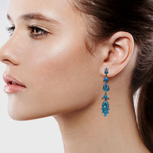 Load image into Gallery viewer, BLUE DANGLING EARRING BRILLIANT VICTORIAN STYLE 3&#39; INCH (#152)