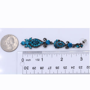 BLUE DANGLING EARRING BRILLIANT VICTORIAN STYLE 3' INCH (#152)