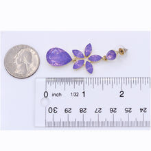 Load image into Gallery viewer, Long Dangling Purple Color Earrings Chandelier Approx 2&#39; Inch (#155)