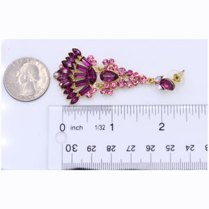 Long Dangling Fuchsia Color Earrings Purple Chandelier Approx 2.5' Inch (#156)