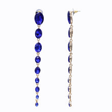 Load image into Gallery viewer, LONG BLUE EARRINGS 5&#39; INCH DANGLING  FASHION EARRINGS (#157)