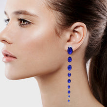 Load image into Gallery viewer, LONG BLUE EARRINGS 5&#39; INCH DANGLING  FASHION EARRINGS (#157)