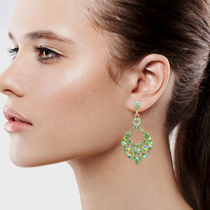 CHANDELIER EARRING BRILLIANT GREEN COLOR (#160)