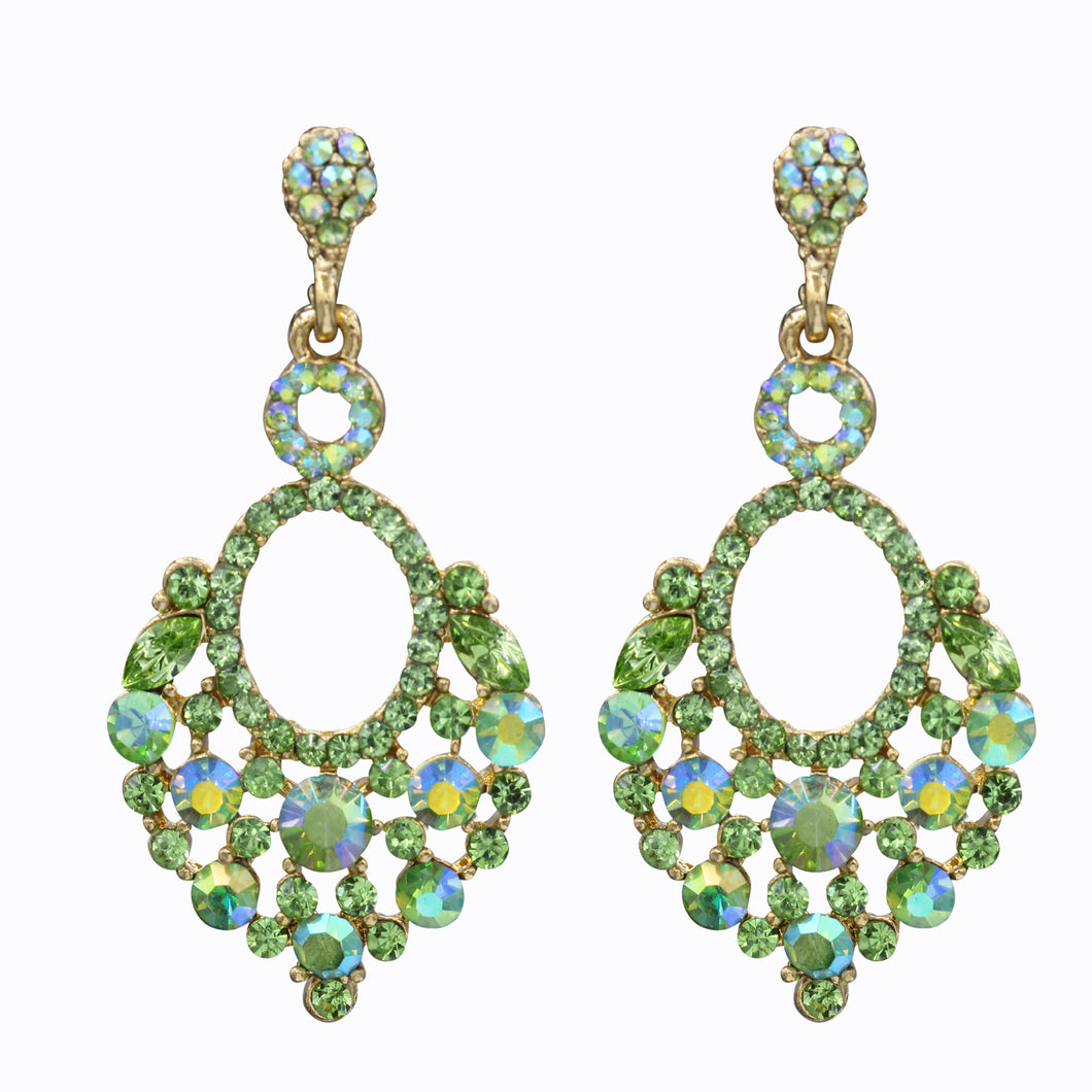 CHANDELIER EARRING BRILLIANT GREEN COLOR (#160)