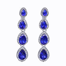 Load image into Gallery viewer, FASHION BLUE EARRINGS 2&#39; INCH DANGLING  BLUE EARRINGS (#164)