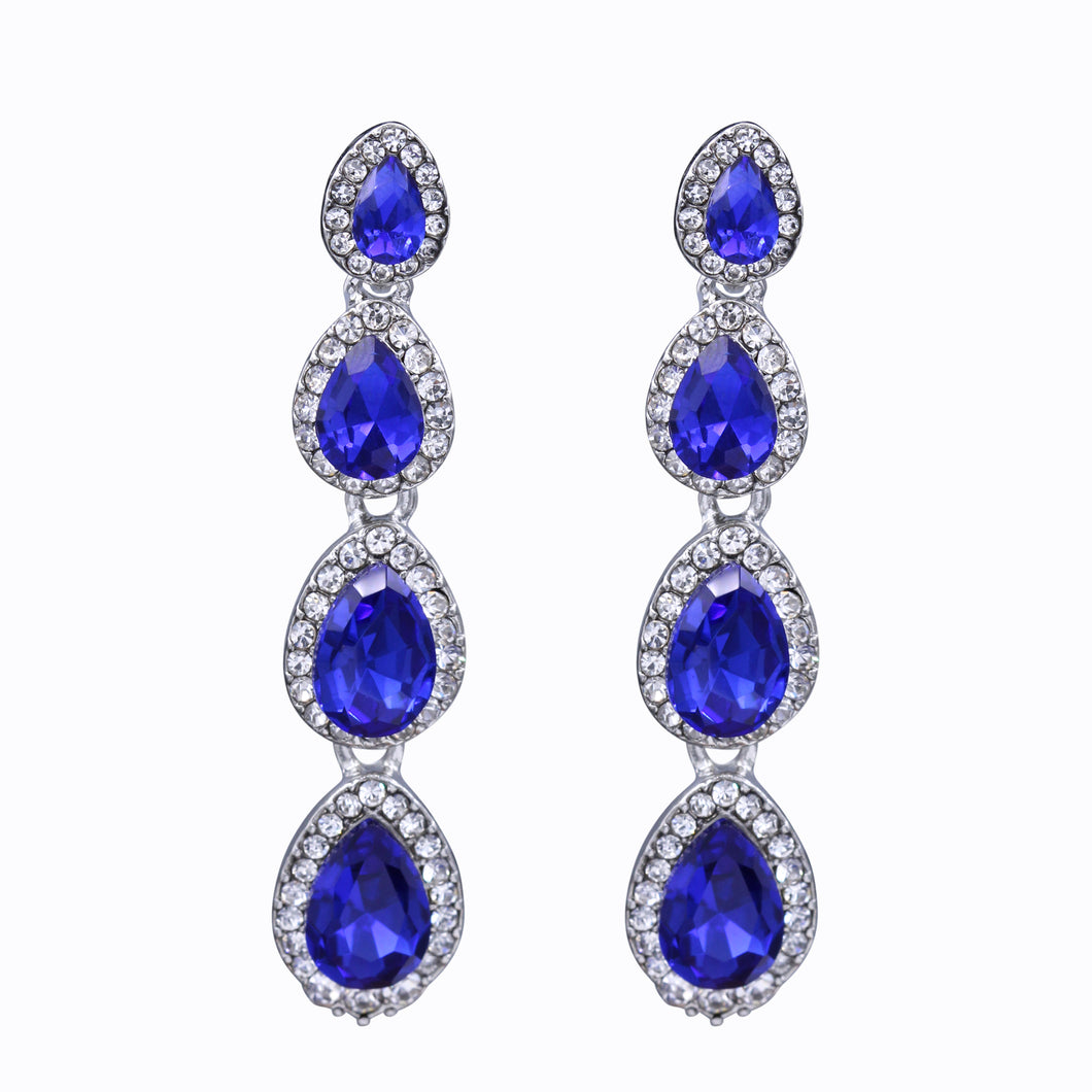 FASHION BLUE EARRINGS 2' INCH DANGLING  BLUE EARRINGS (#164)