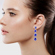 Load image into Gallery viewer, FASHION BLUE EARRINGS 2&#39; INCH DANGLING  BLUE EARRINGS (#164)