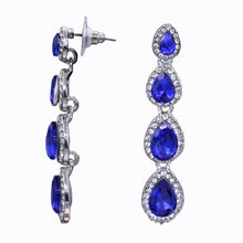 Load image into Gallery viewer, FASHION BLUE EARRINGS 2&#39; INCH DANGLING  BLUE EARRINGS (#164)